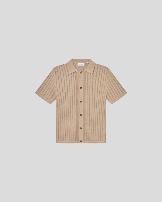 Les Deux || Floyd Linen Knitted SS Shirt - Irish Cream Les Deux