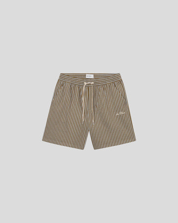 Les Deux || Stan Stripe Seersucker Swimshort - Plant Green Les Deux