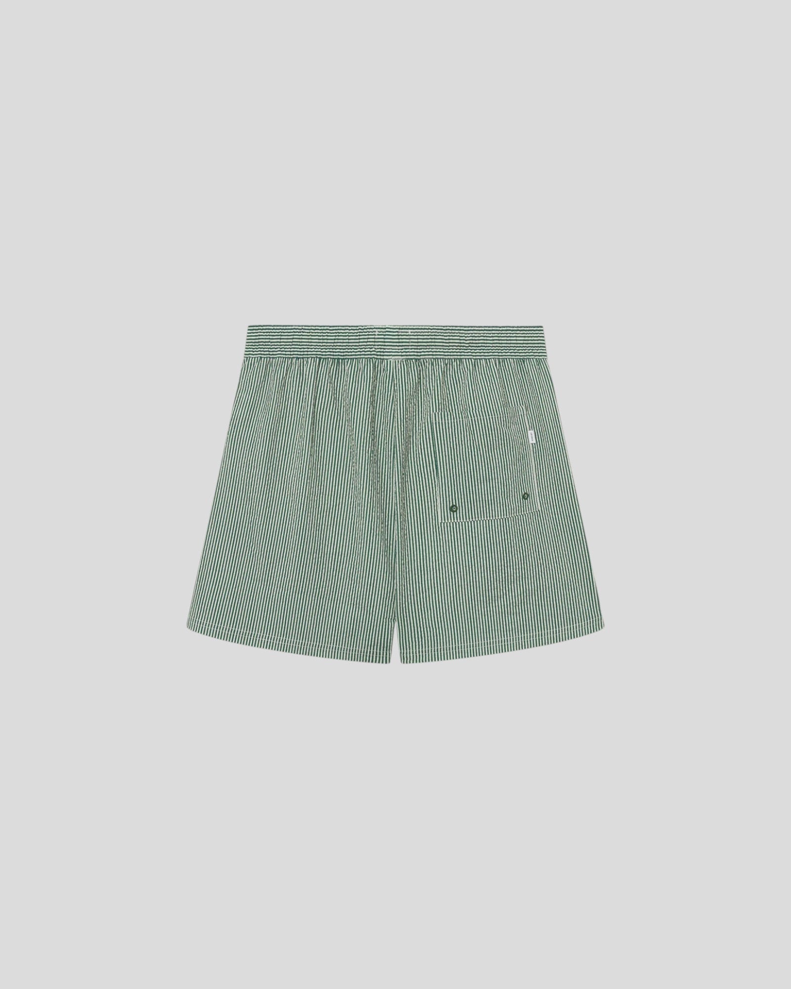 Les Deux || Stan Stripe Seersucker Swimshort - Evergreen Les Deux