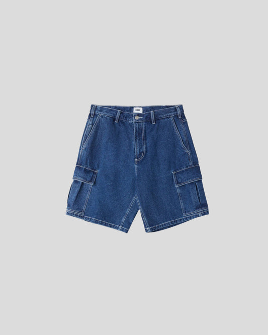 Obey || Bigwig Baggy Denim Cargo Short - Stone Wash Indigo Obey