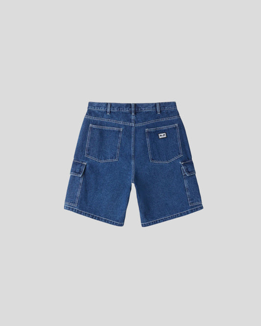 Obey || Bigwig Baggy Denim Cargo Short - Stone Wash Indigo Obey