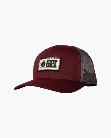 SALTY CREW || Topstitch Retro Trucker || Black/Burgundy Salty Crew