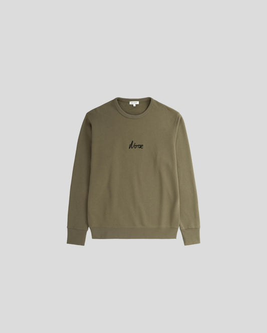Norse Projects || Arne Relaxed Organic Chain Stitch Sweatshirt - Sediment Green Norse Projects