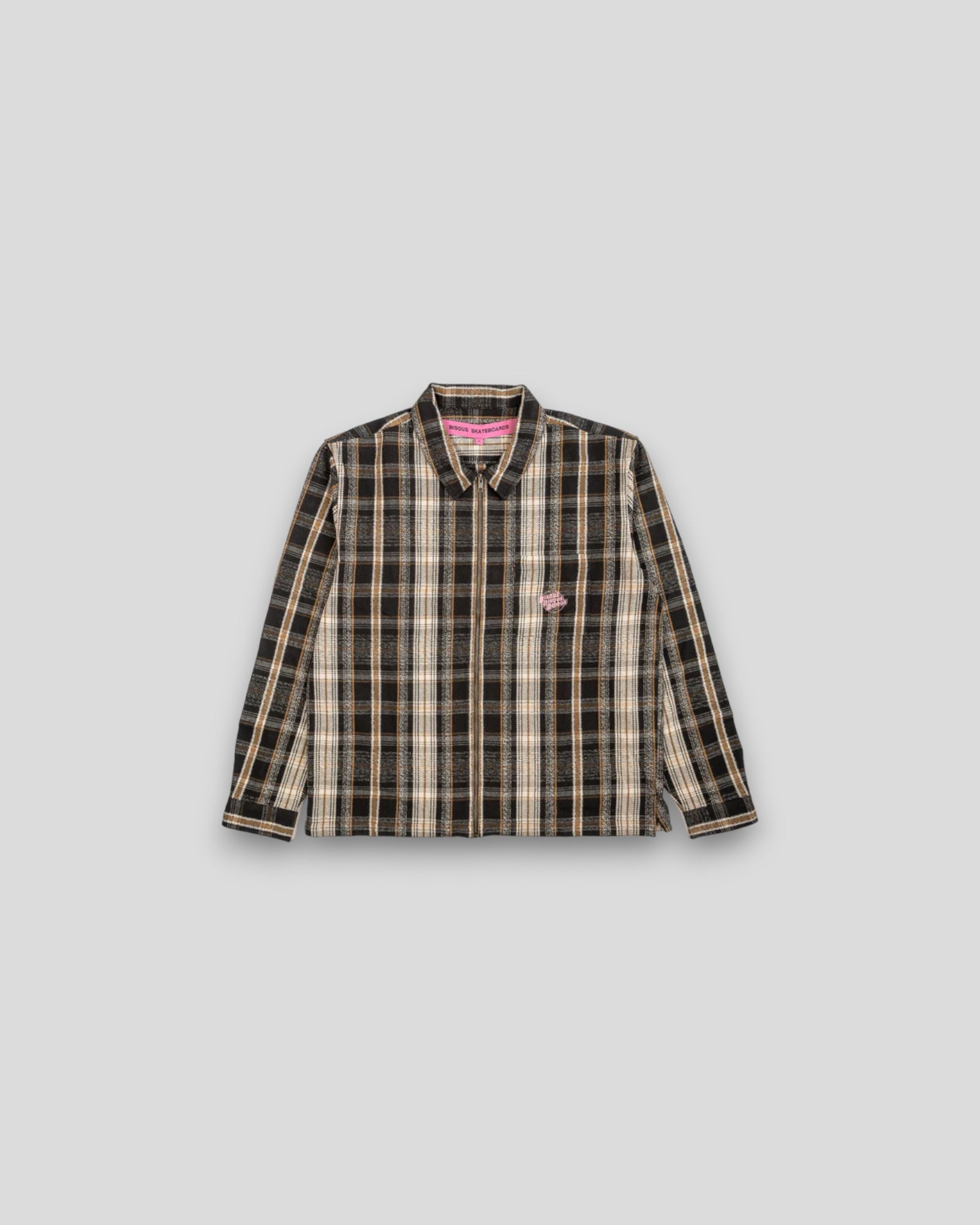 Bisous Bisous || Shirt Zipper - Check Black Bisous Skateboards