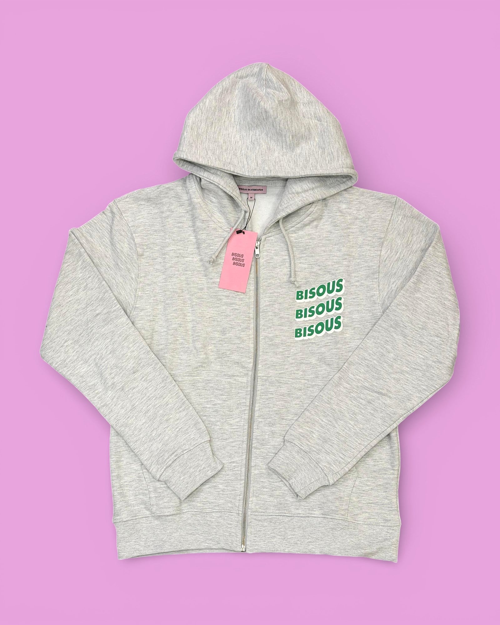 Bisous Bisous || Hoodie Sonic Zipper Sport - Grey - M' Bisous Skateboards