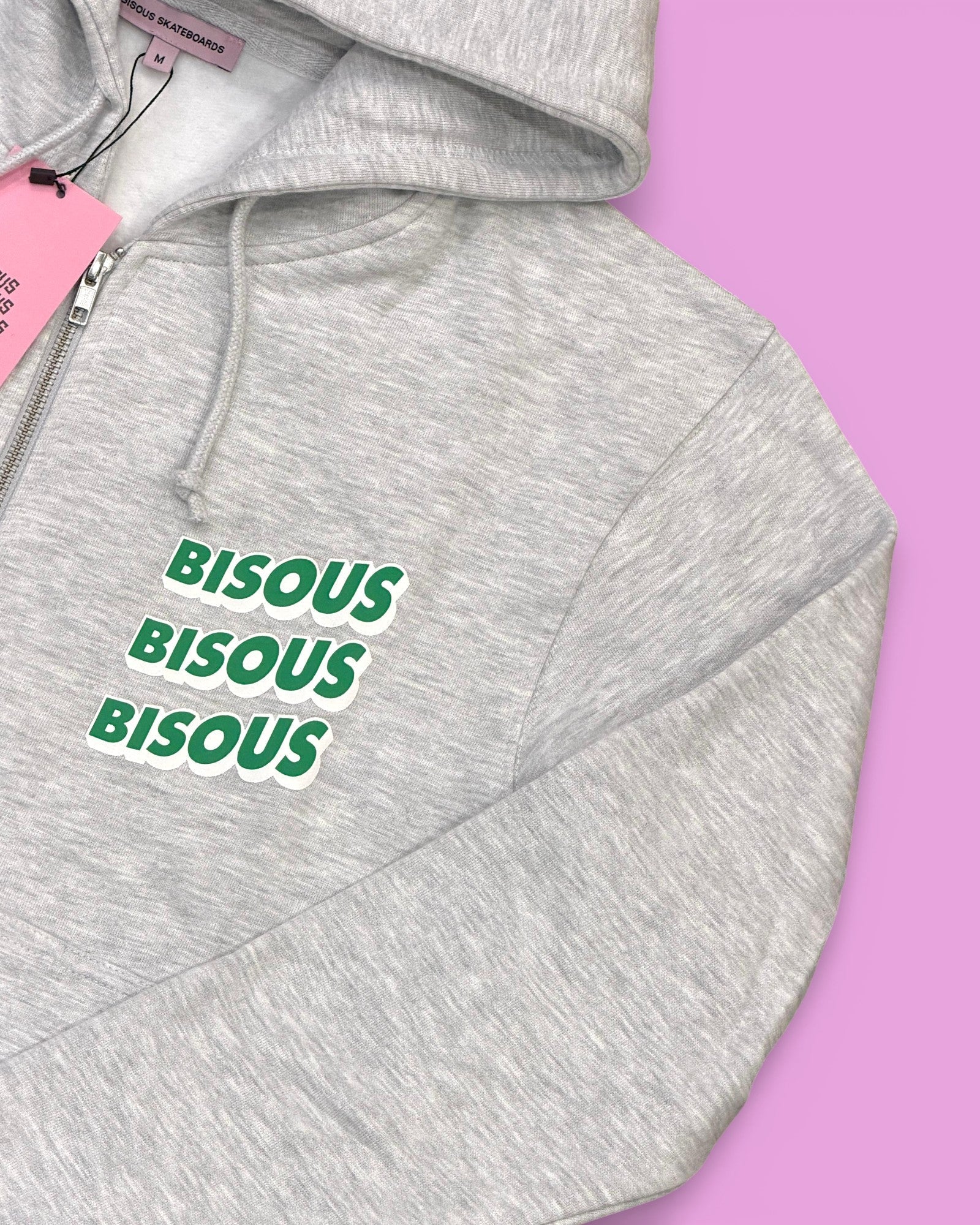 Bisous Bisous || Hoodie Sonic Zipper Sport - Grey - M' Bisous Skateboards