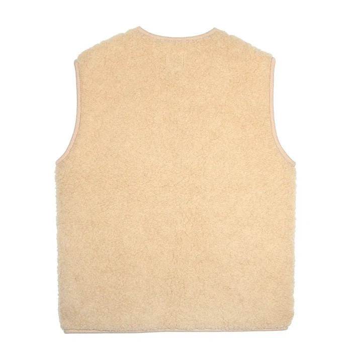 Gilet sans manches Coldbreaker Pepitko Vest en laine bouclée, couleur Beige, vue de dos