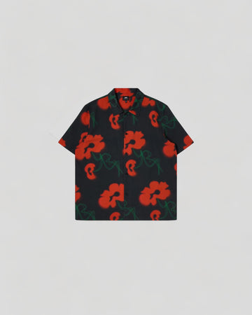 Edwin || Garden Society Shirt SS AOP Voile - Black Edwin