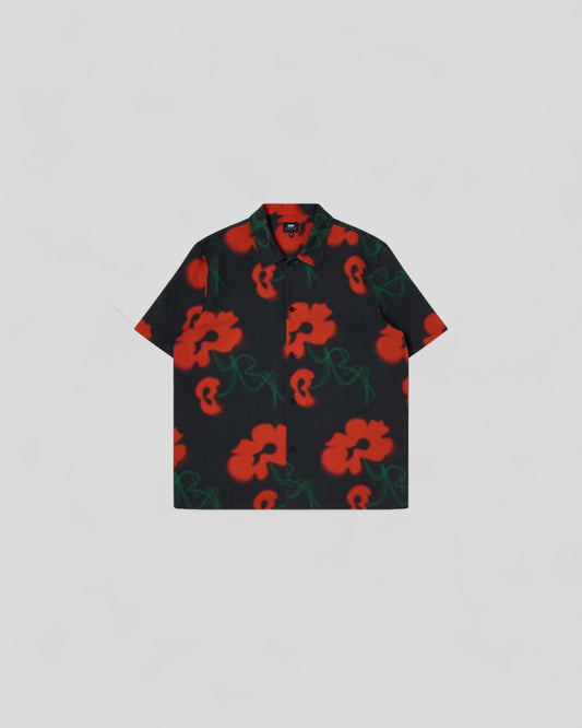 Edwin || Garden Society Shirt SS AOP Voile - Black Edwin