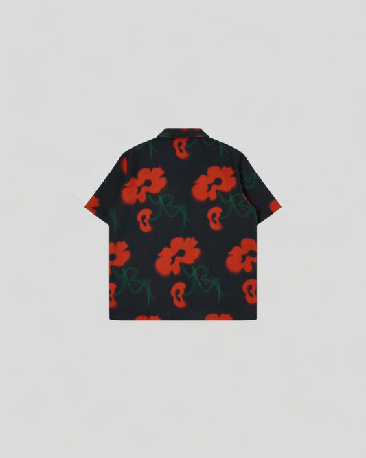 Edwin || Garden Society Shirt SS AOP Voile - Black Edwin