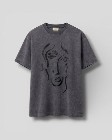 Gouache || Portrait SS Tee - Whased Black Gouache