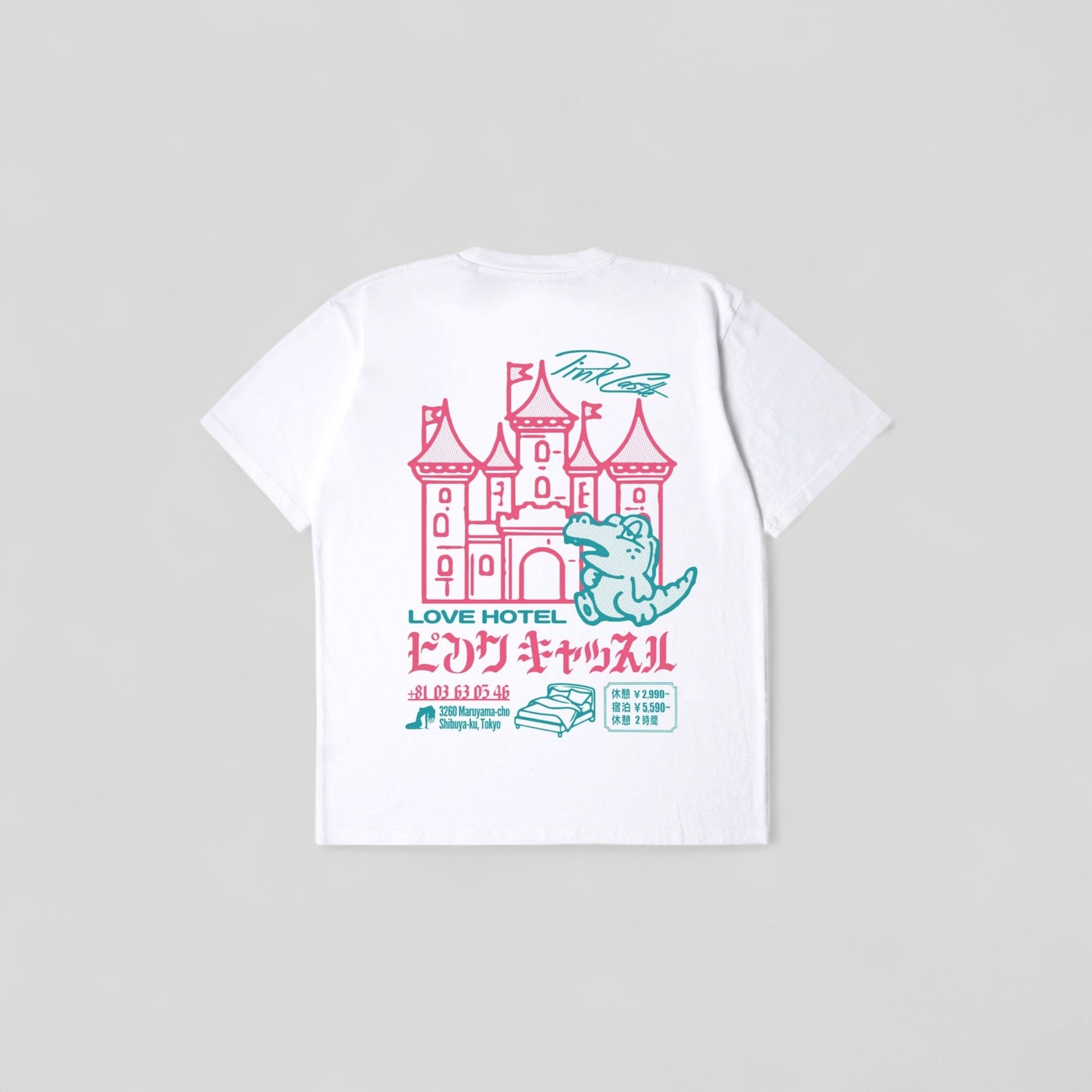 Edwin || Pink Castle TS - White Garment Washed - M" Edwin