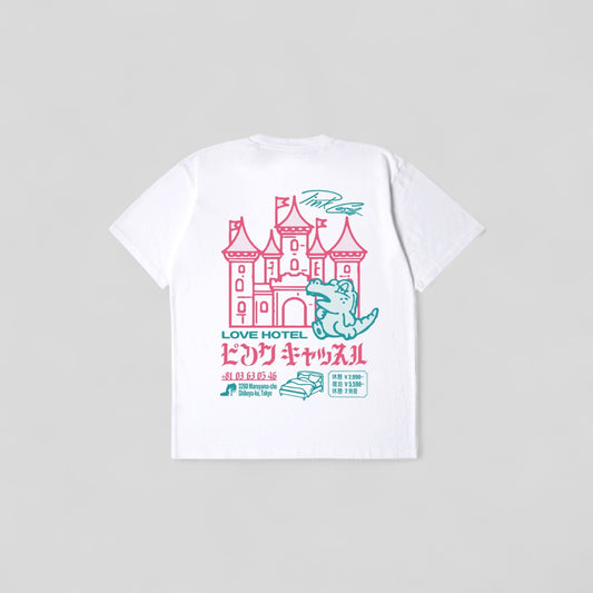 Edwin || Pink Castle TS - White Garment Washed - M" Edwin
