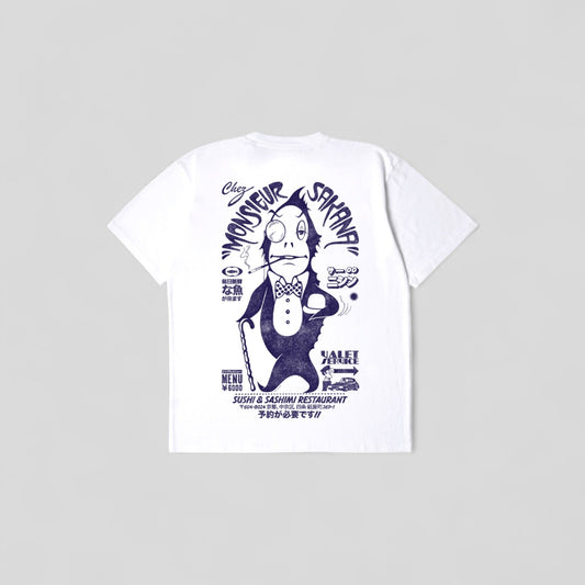 Edwin || Monsieur Sakana TS - White Garment Washed - M" Edwin