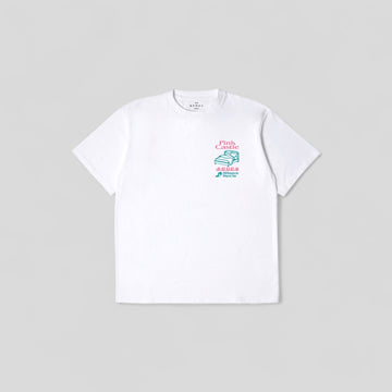 Edwin || Pink Castle TS - White Garment Washed - M" Edwin