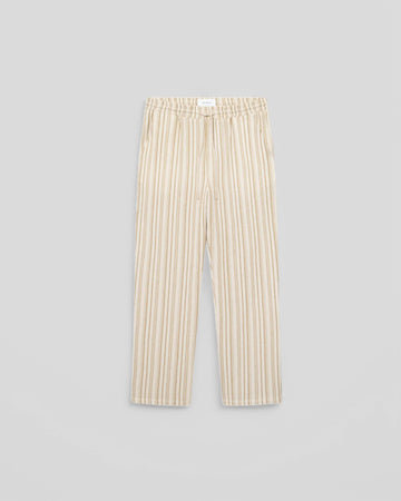 Les Deux || Houston Stripe Cotton Pants - Ivory/Lichen Green