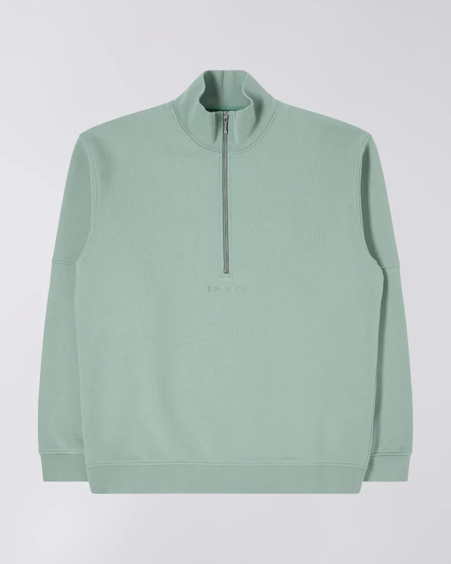 Edwin || Koji Half Zip Sweat Heavy Brushed Inside Felpa || Iceberg Green Edwin