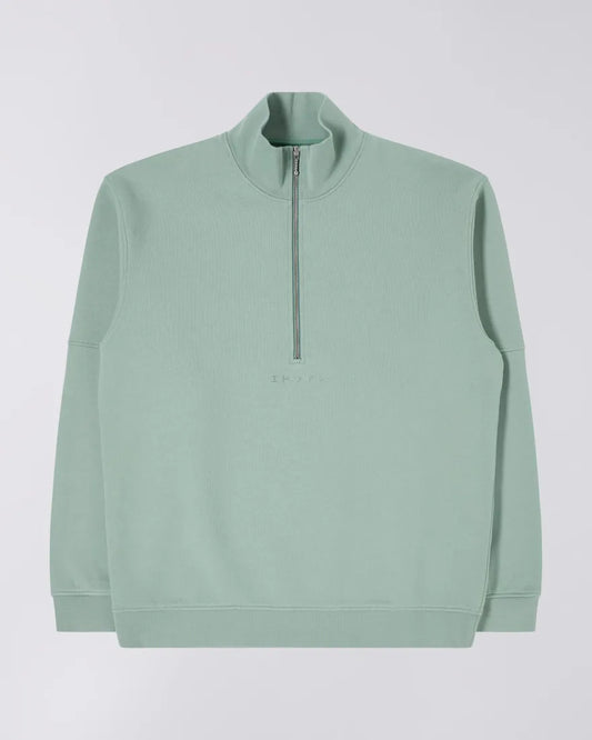 Edwin || Koji Half Zip Sweat Heavy Brushed Inside Felpa || Iceberg Green Edwin