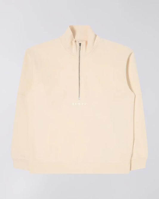 Edwin || Koji Half Zip Sweat Heavy Brushed Inside Felpa || White Cream Edwin
