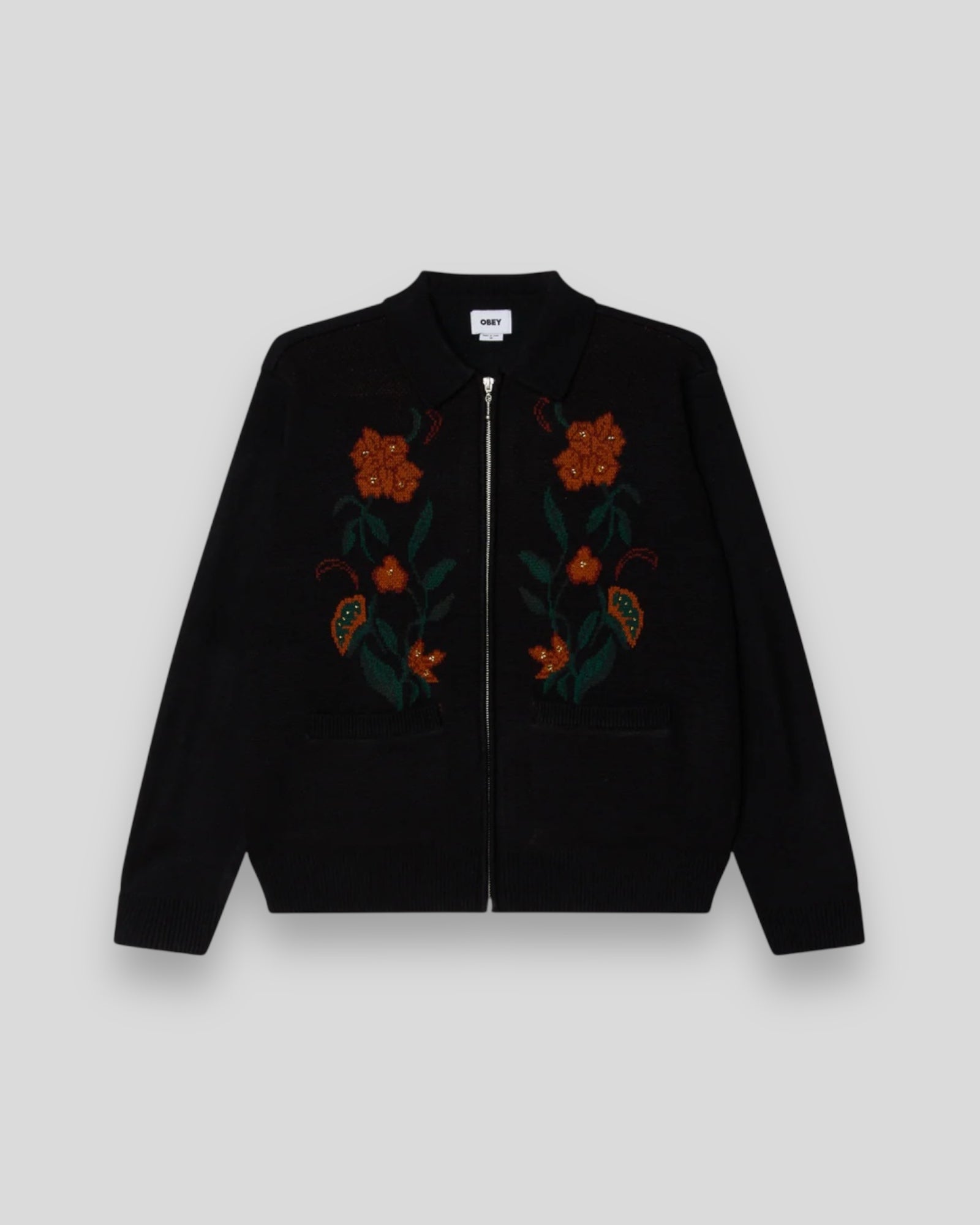 Obey || Floral Zip Cardigan - Black - M’ Obey