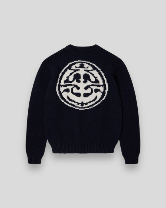Edwin || Ellis Sweat - Navy / Off White Garment Washed - M’ Edwin