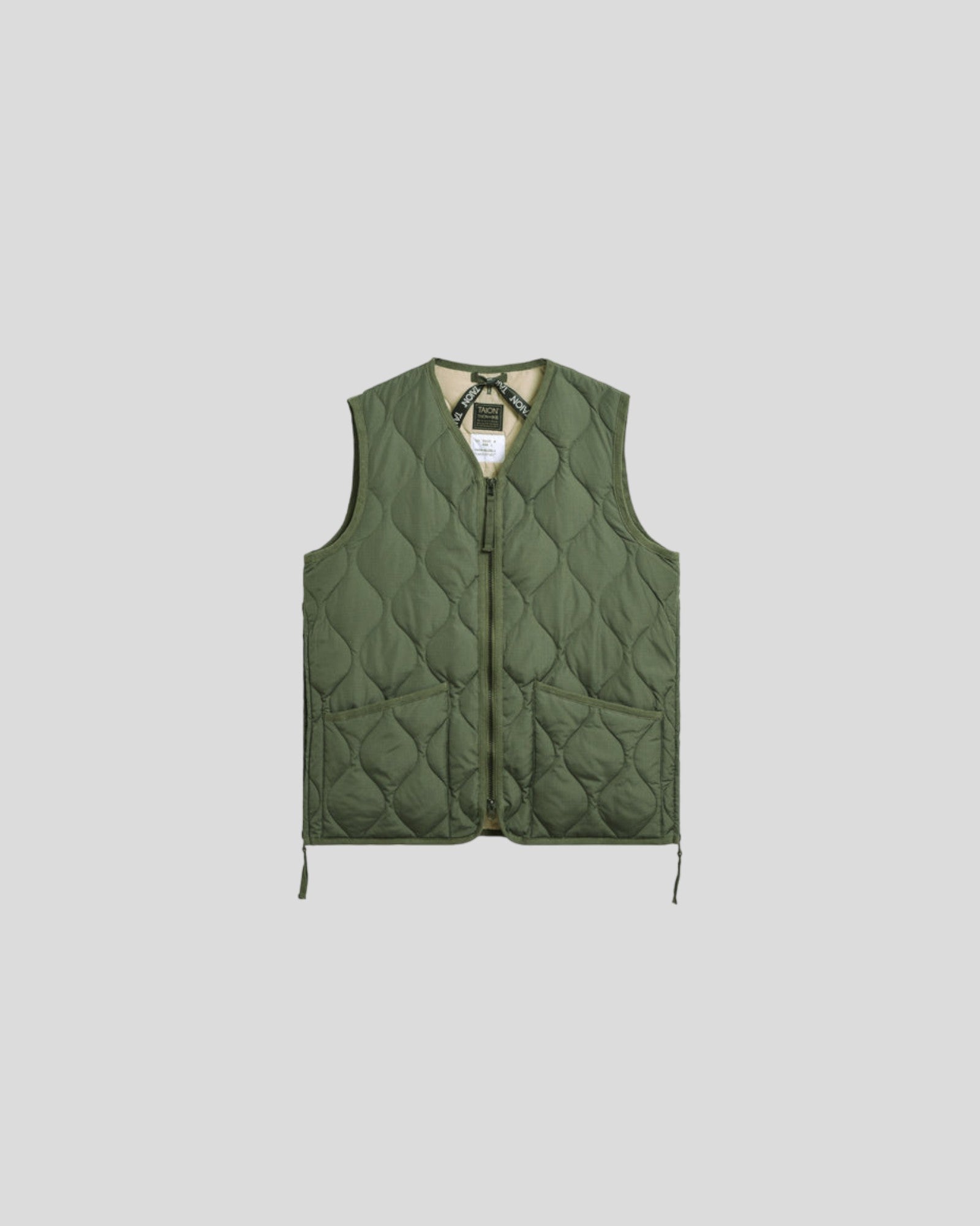 Taion || Military W-Zip V Neck Down ||T-001ZML - D.Sage Green Taion