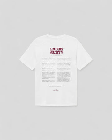 Les Deux || Society T-Shirt - White/ Beet red Les Deux