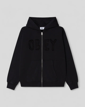 Obey || Hybrid Faded Zip Hood - Digital Black Faded Wash - M’ Obey