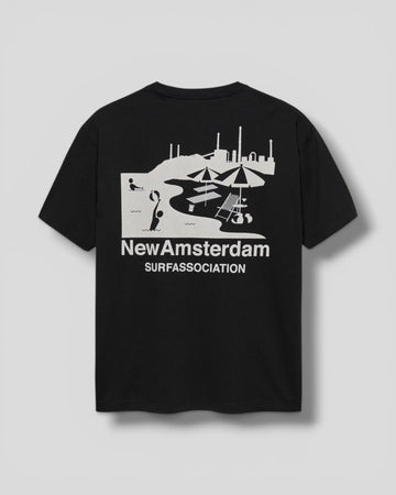 New Amsterdam || Beach Sign Tee - Black -M' New Amsterdam Surf Association