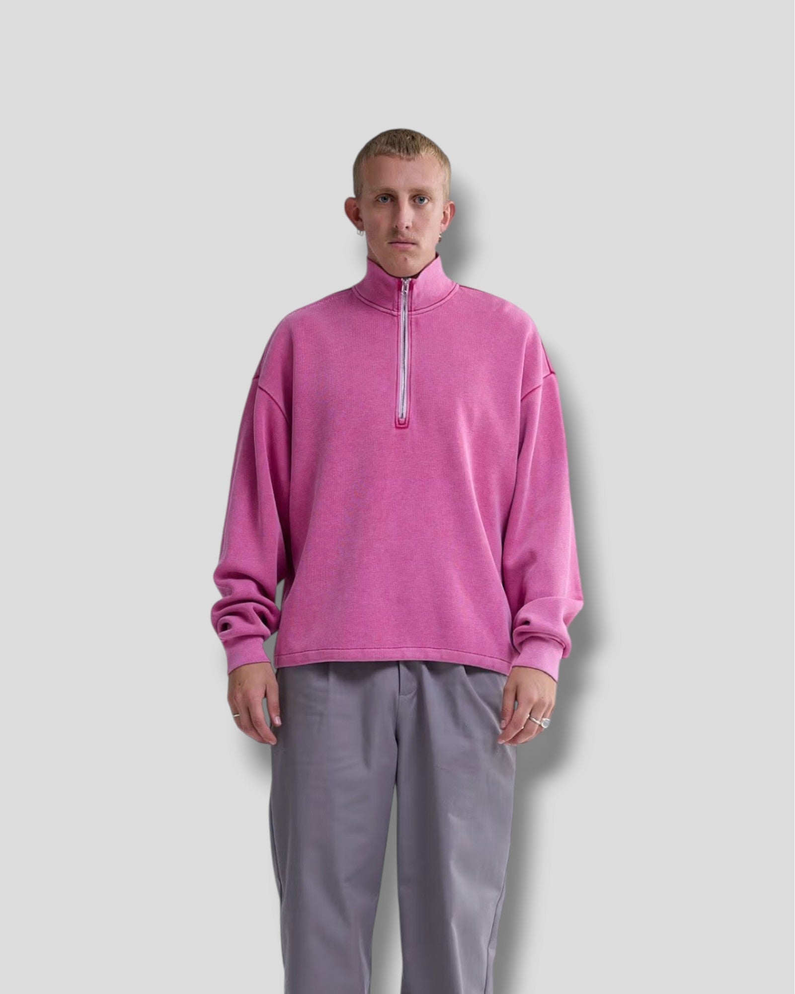 New Amsterdam || Plate Half-Zip - Washed Pink - M' New Amsterdam Surf Association