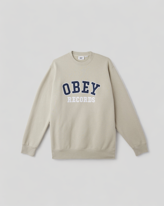 Obey || Records Crew Crewneck - Silver Grey Obey