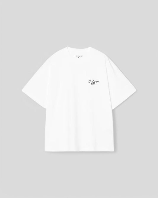 Carhartt || S/S Signature Script T Shirt - White/Black - M" Carhartt