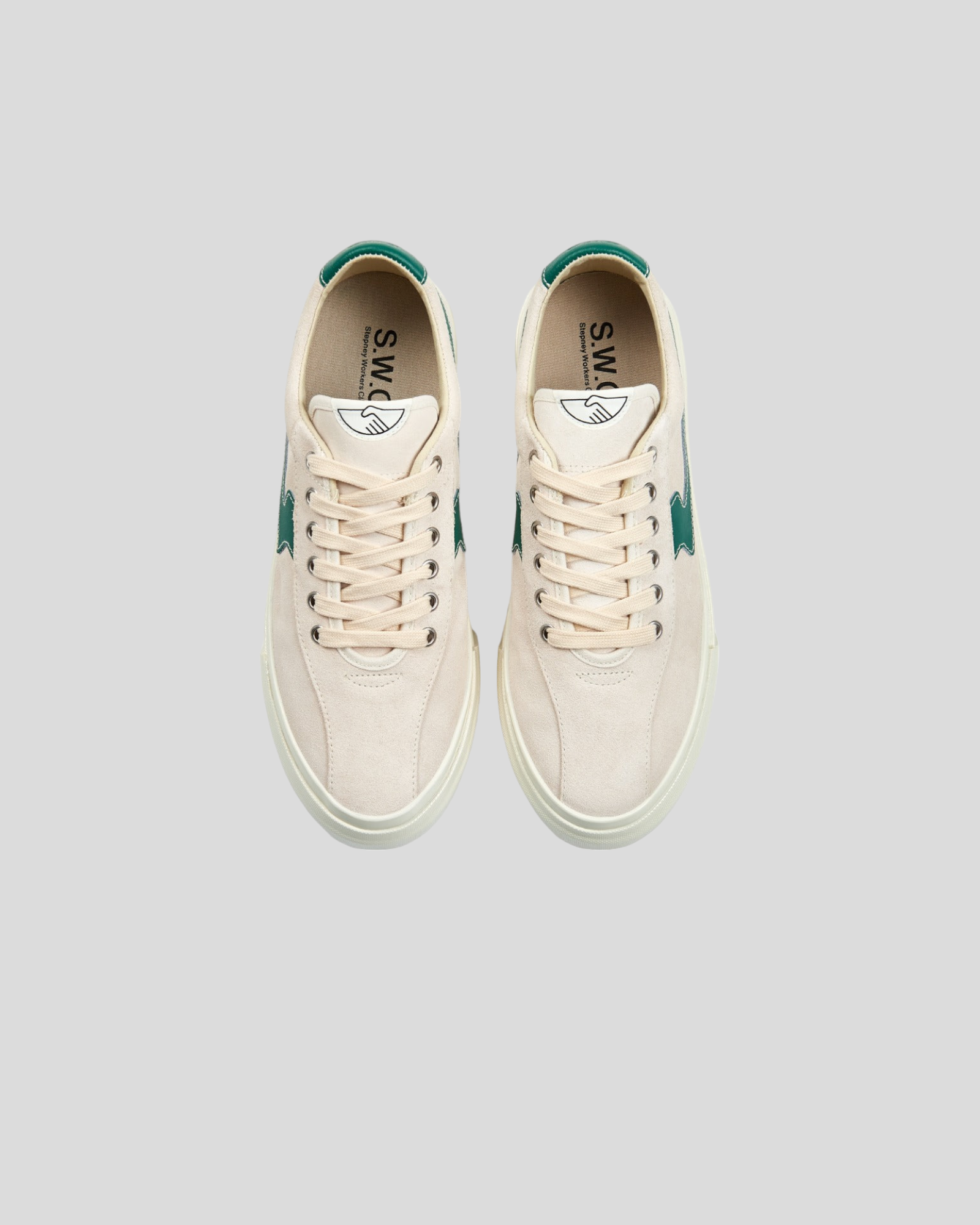 Stepney Workers Club || Dellow S-Strike Suede - Ecru Green Stepney Workers Club