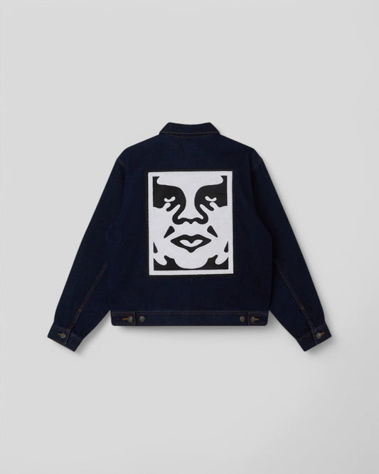 Obey || Icon Harwork Zip Jacket - Rinse Indigos - M" Obey