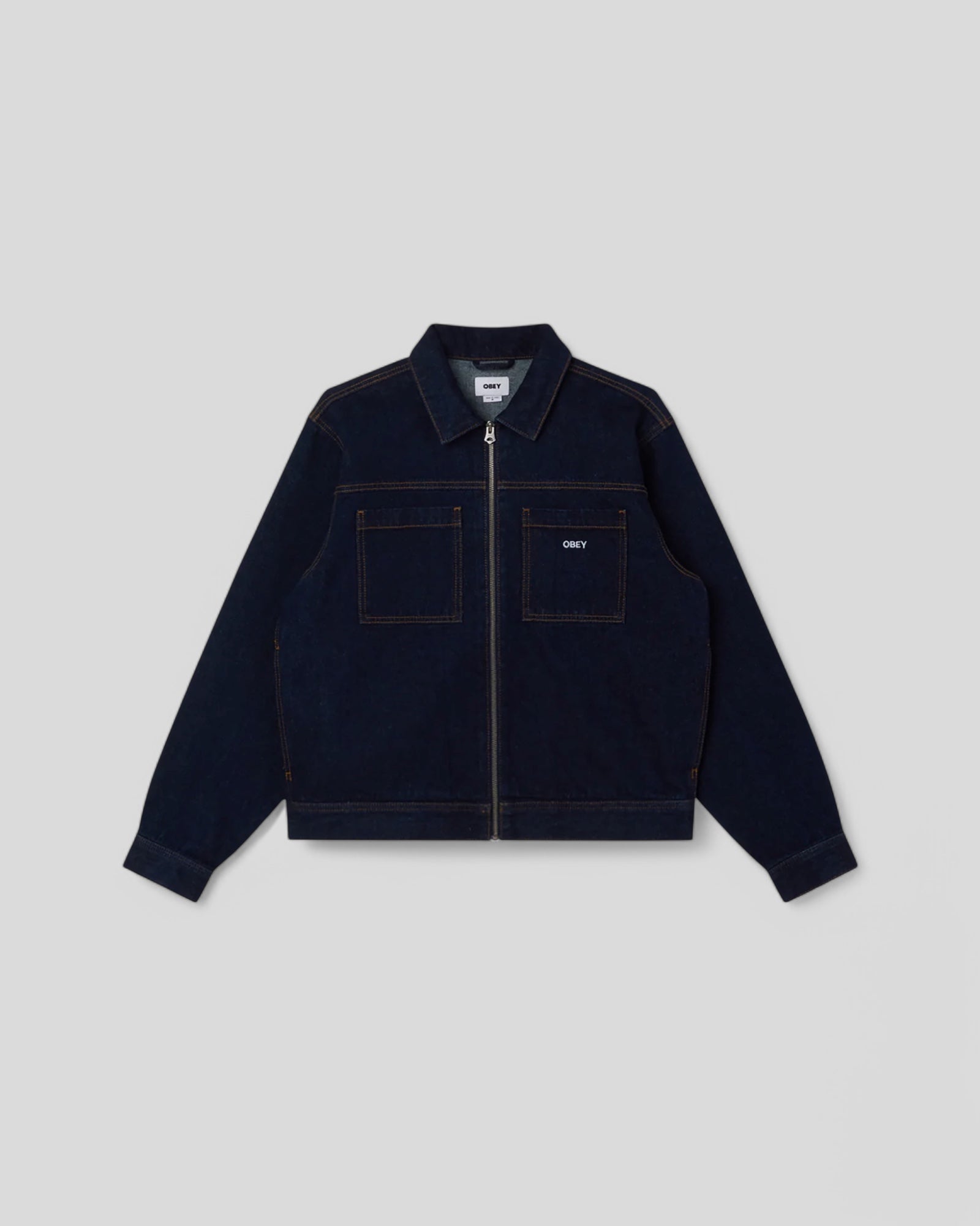 Obey || Icon Harwork Zip Jacket - Rinse Indigos - M" Obey
