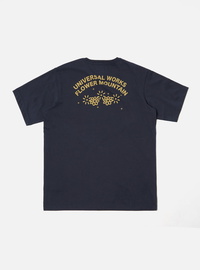 Universal Works || Flower Mountain Print - T-Shirt - Navy Universal Works
