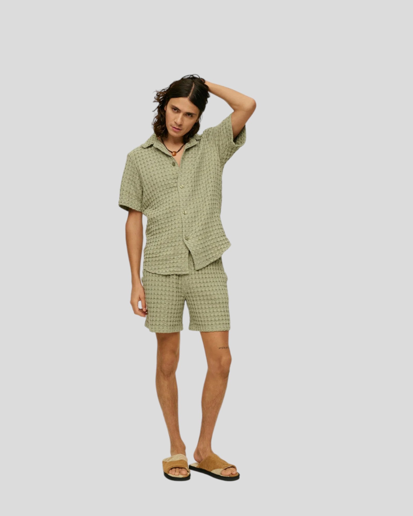 OAS || Dusty Green Cuba Waffle Shirt OAS Compagny