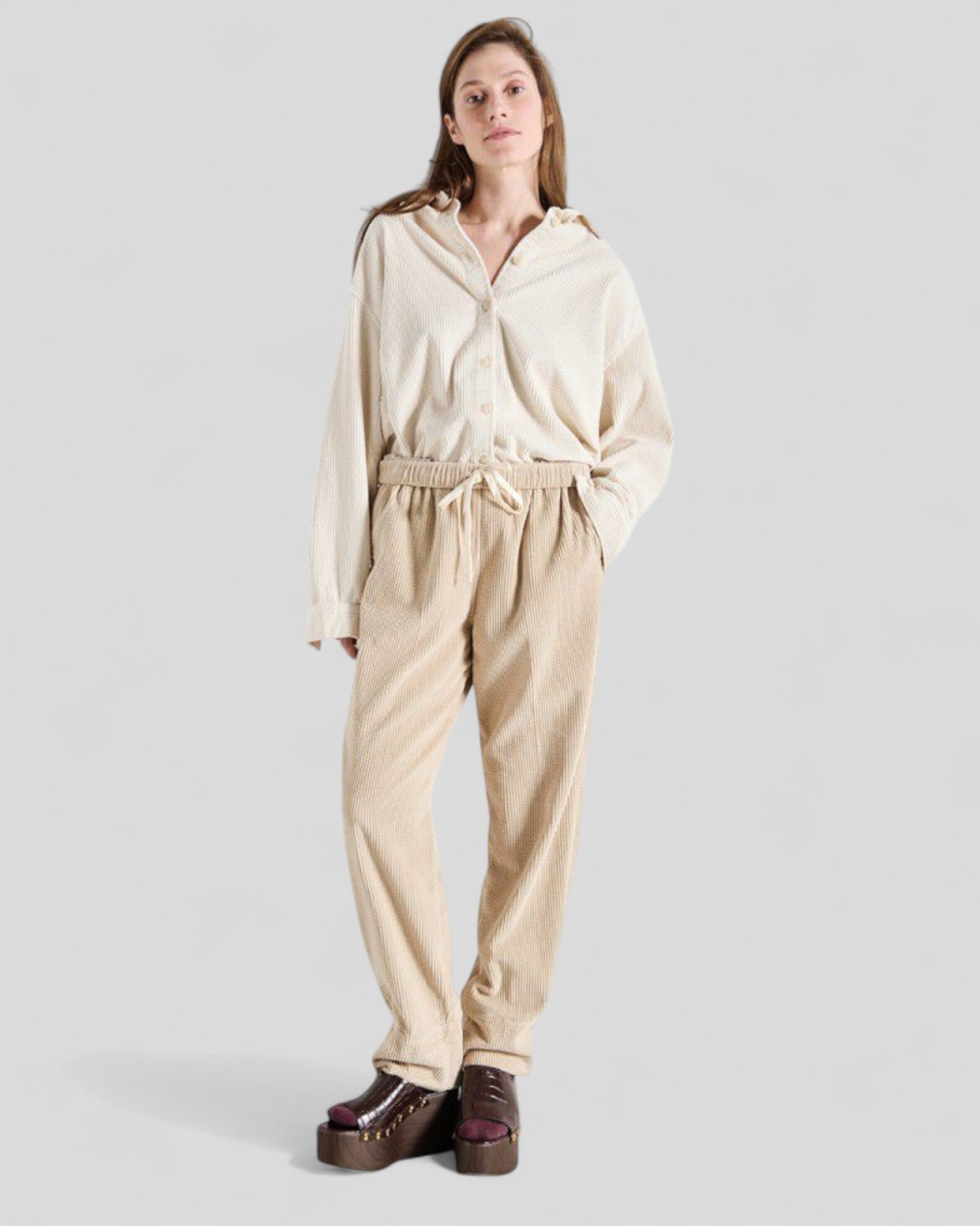American Vintage || W Pantalon Padow - Mastic American Vintage