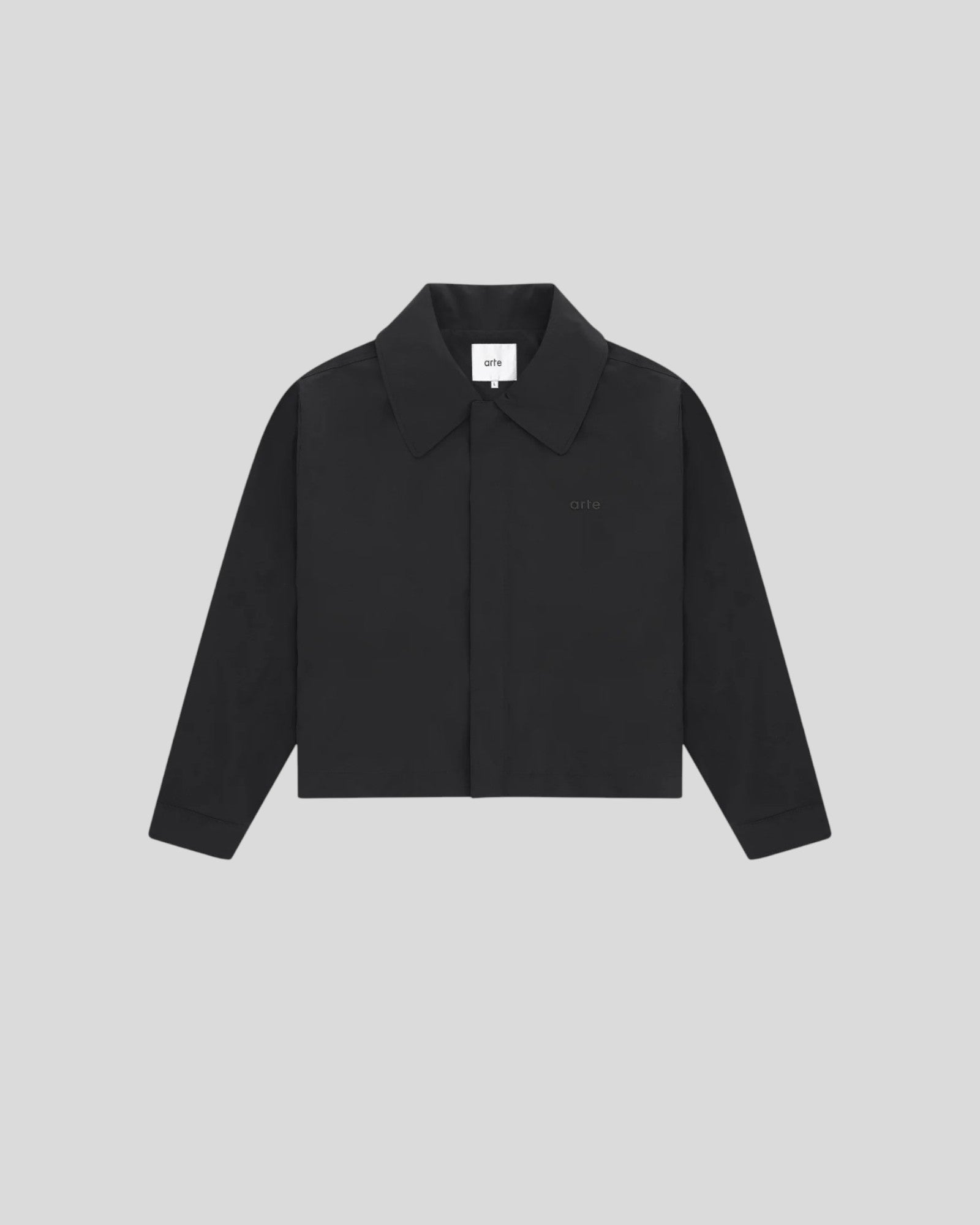 Arte || Big Collar Nylon Jacket - Black - M' Arte