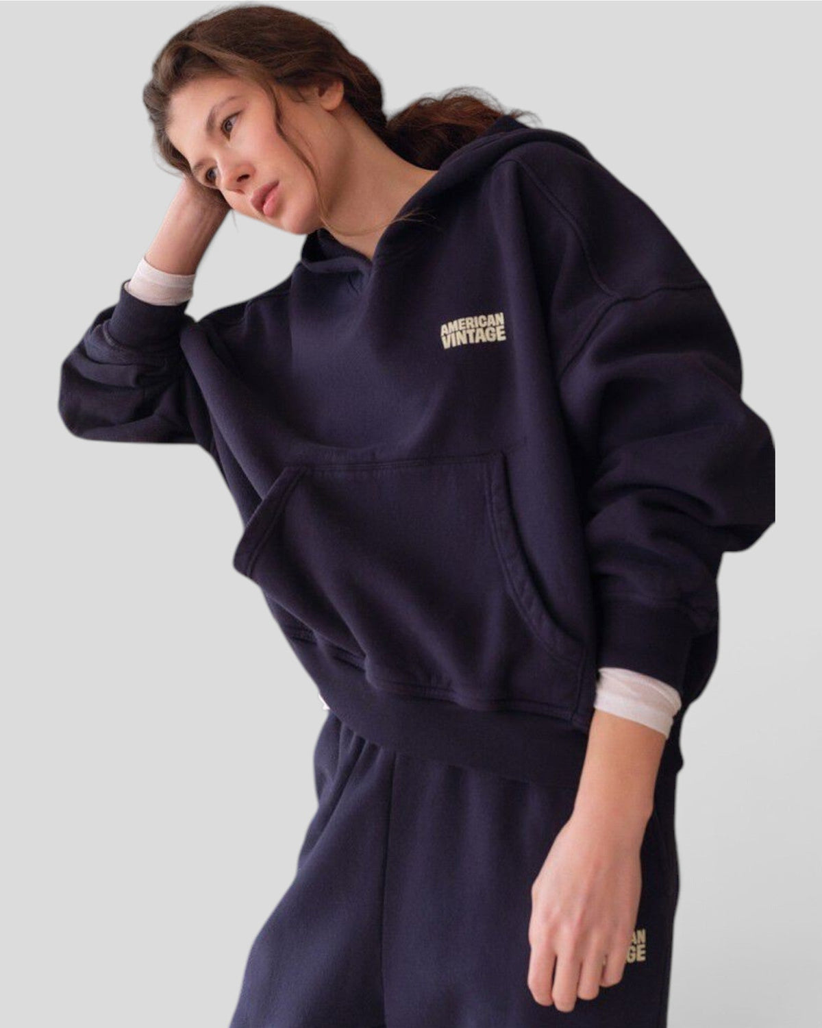 American Vintage || Plizzy Sweat Hoodie - Navy Vintage American Vintage