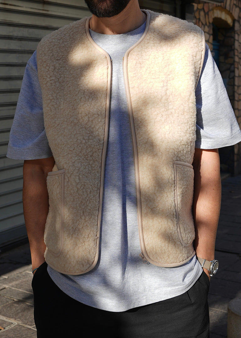Gilet sans manches Coldbreaker Pepitko Vest Beige porté, vue de face