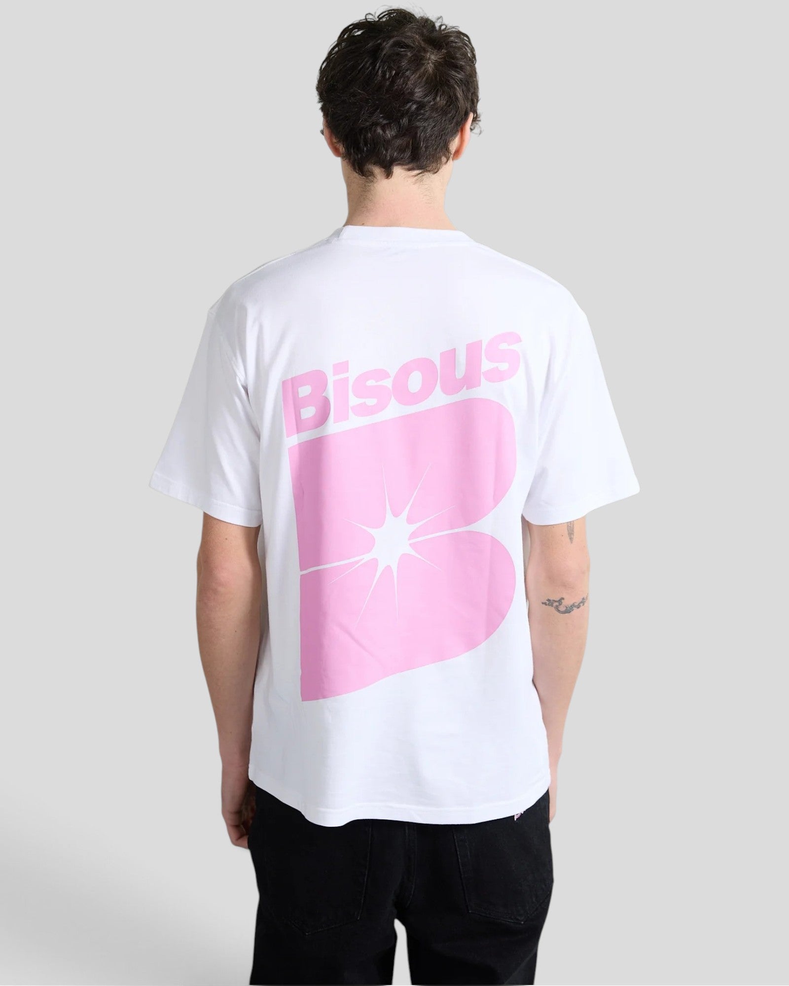 Bisous Bisous || Sunski T-Shirt - White/ Pink Bisous Skateboards