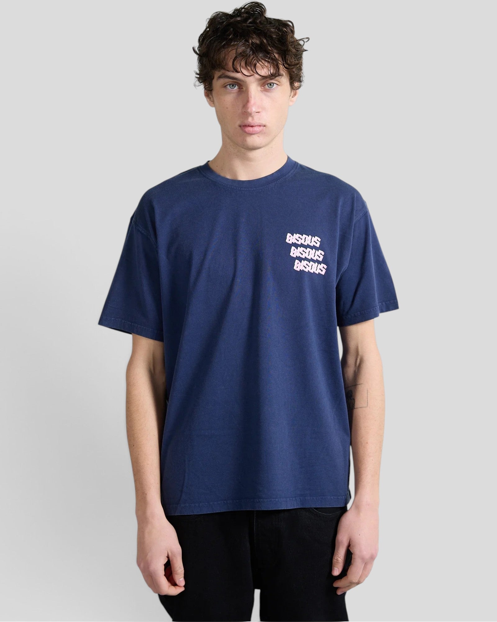 Bisous Bisous || Bisous X3 T-shirt - Navy Bisous Skateboards