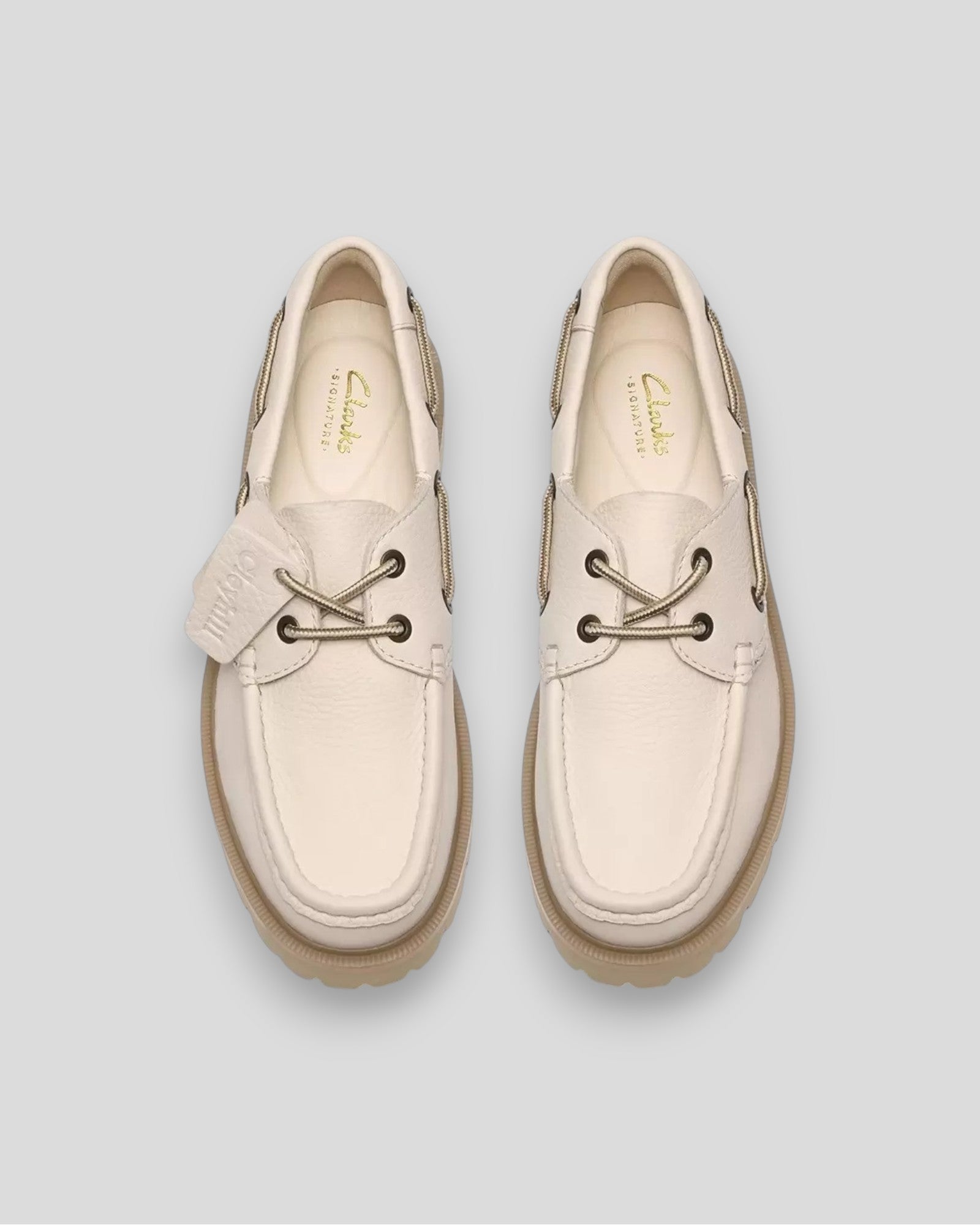 Clarks || Cleyhill Boat - Creme Leather Clarks