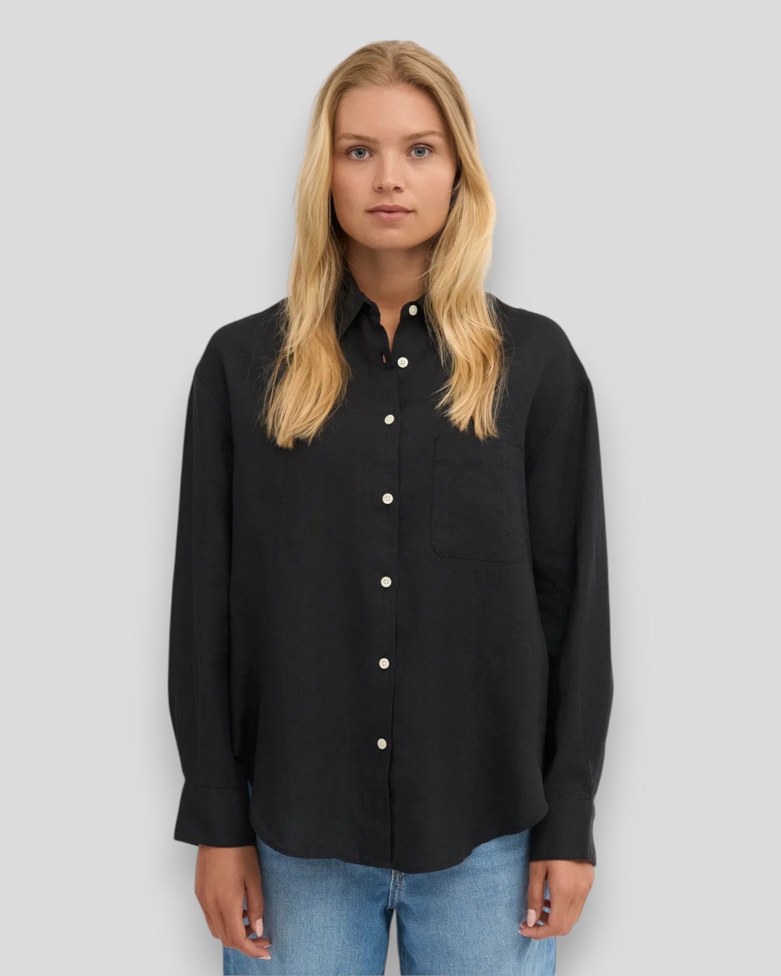 Colorful Standard || Linen Oversized Shirt - Deep Black Colorful Standard