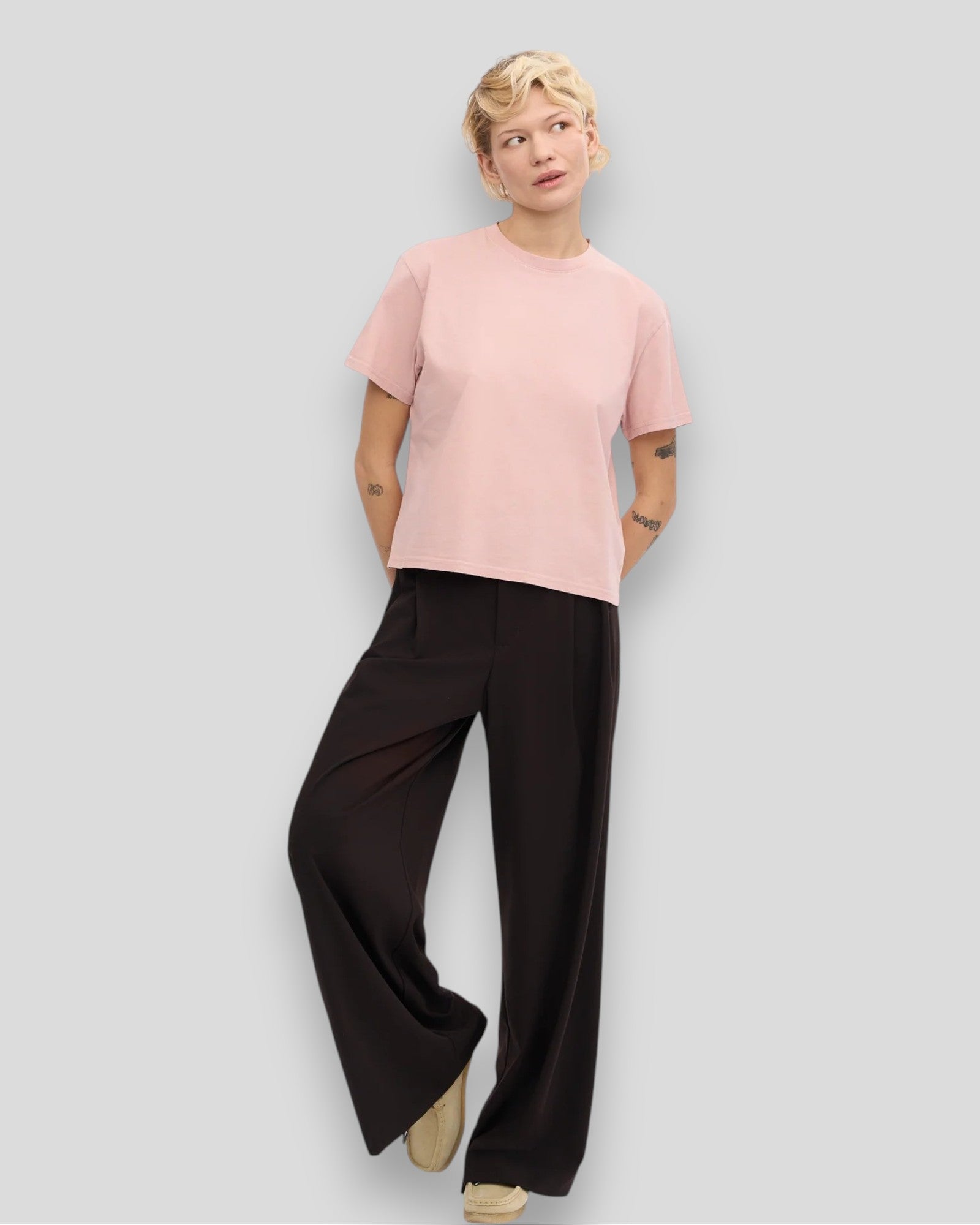 Colorful Standard || Organic Boxy Crop Tee - Faded Pink Colorful Standard