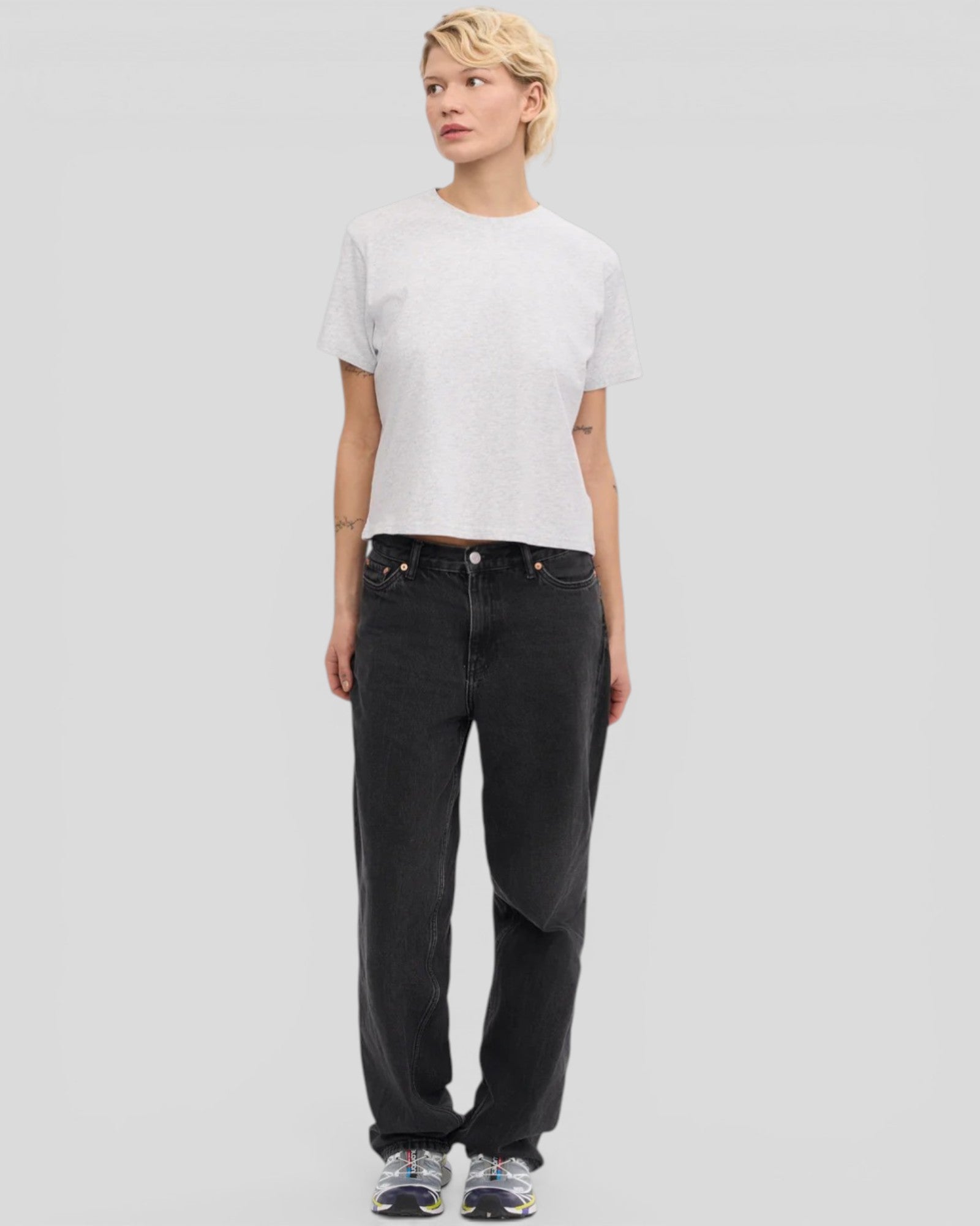 Colorful Standard || Organic Boxy Crop Tee - Snow Melange Colorful Standard
