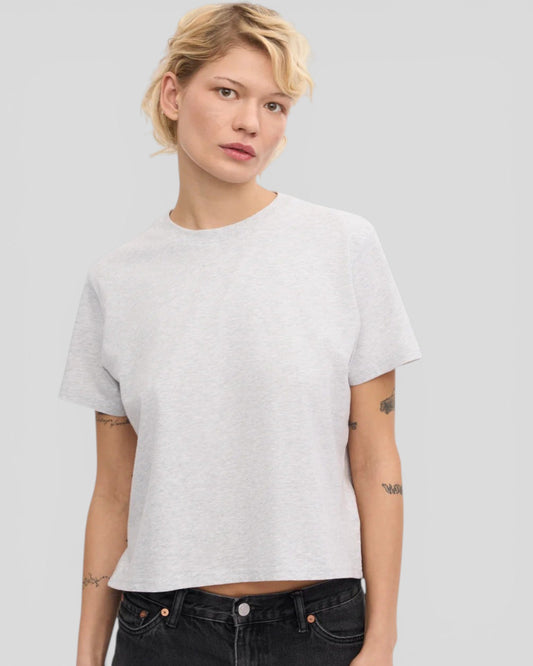 Colorful Standard || Organic Boxy Crop Tee - Snow Melange Colorful Standard