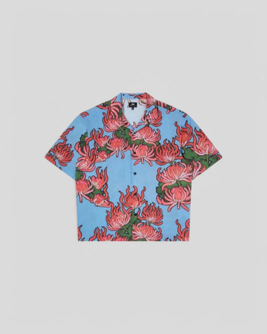 Edwin || Kiku Shirt AOP Cretonne - Blue Edwin
