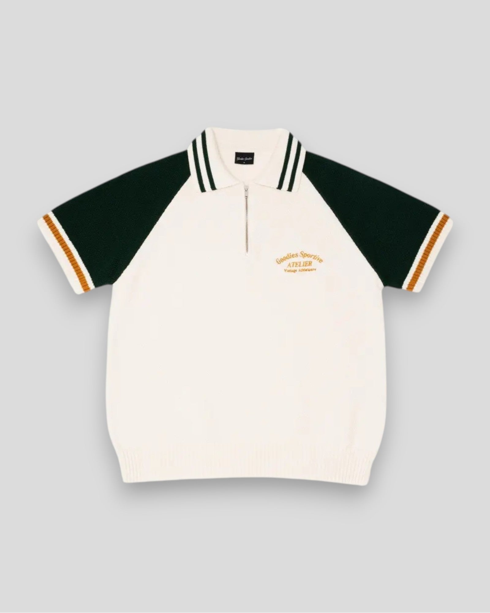 Goodies Sportives || Biker Premium Knit Polo - Green / Ecru Goodies Sportive